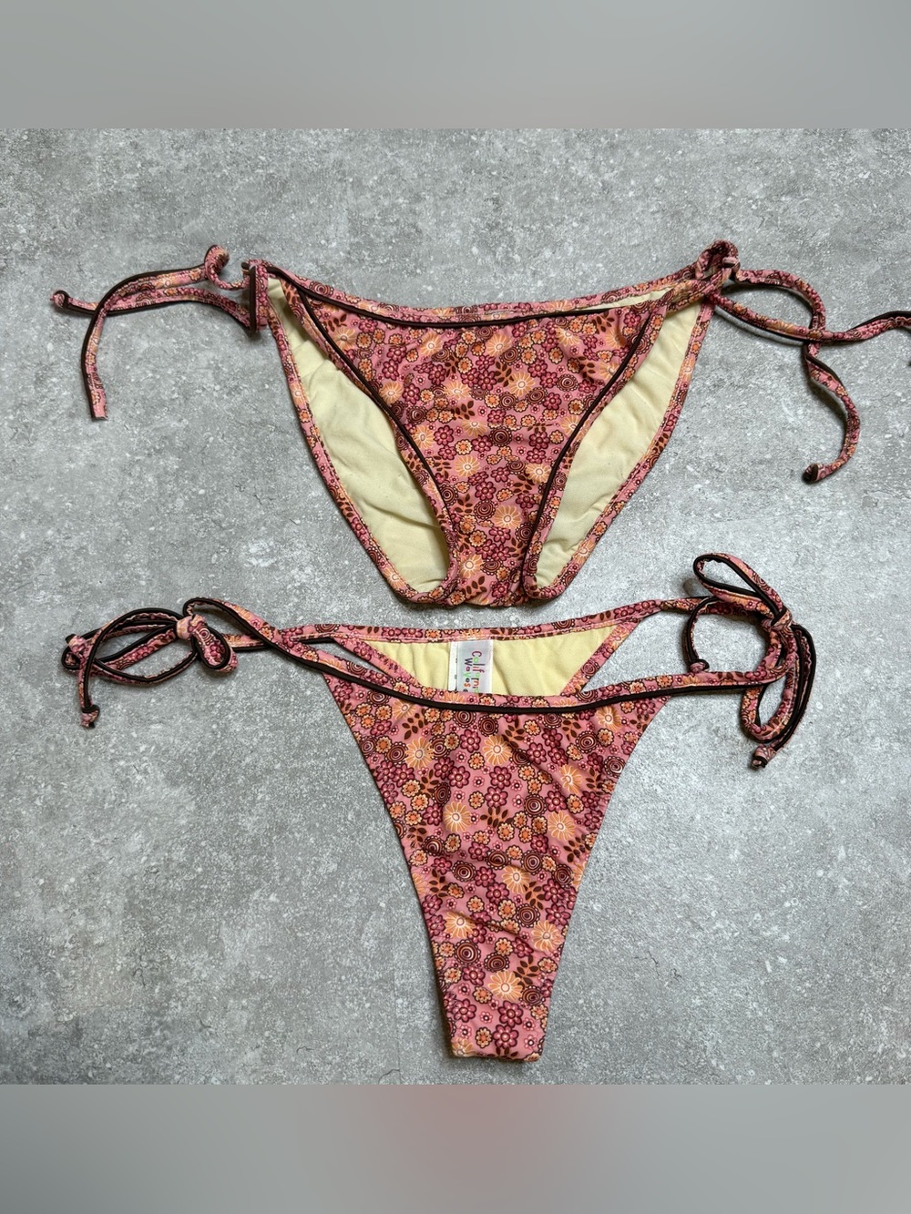 Vintage California Waves Made in USA Retro Swim Bottoms Cheeky Bikini Bottoms